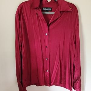 Linda Allard Ellen Tracy 100% silk button down shirt